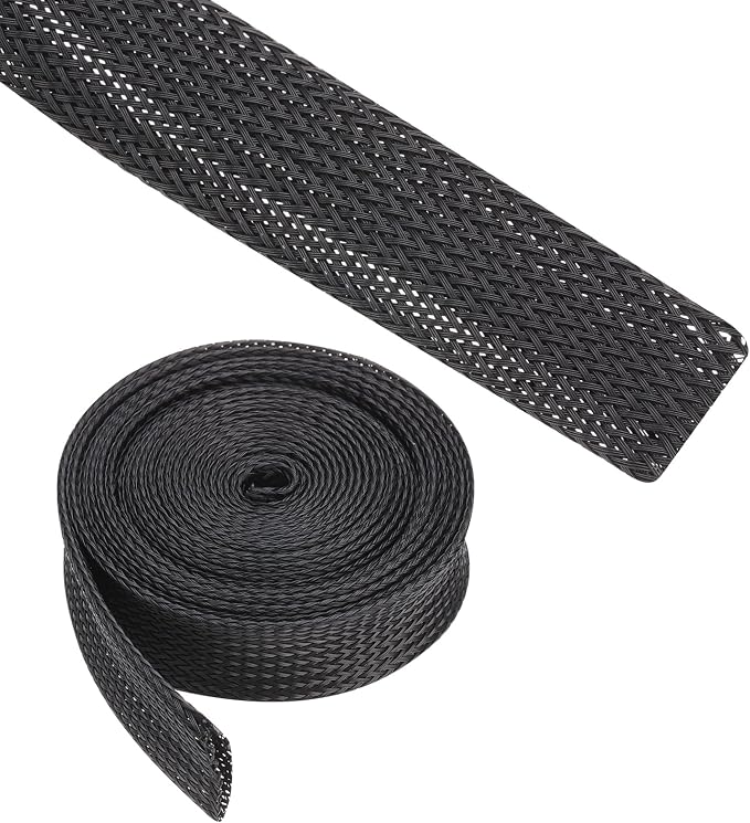 10ft PET Expandable Wire Loom 1 Inch, PET Braided Wire Sleeving Cable by Rebower