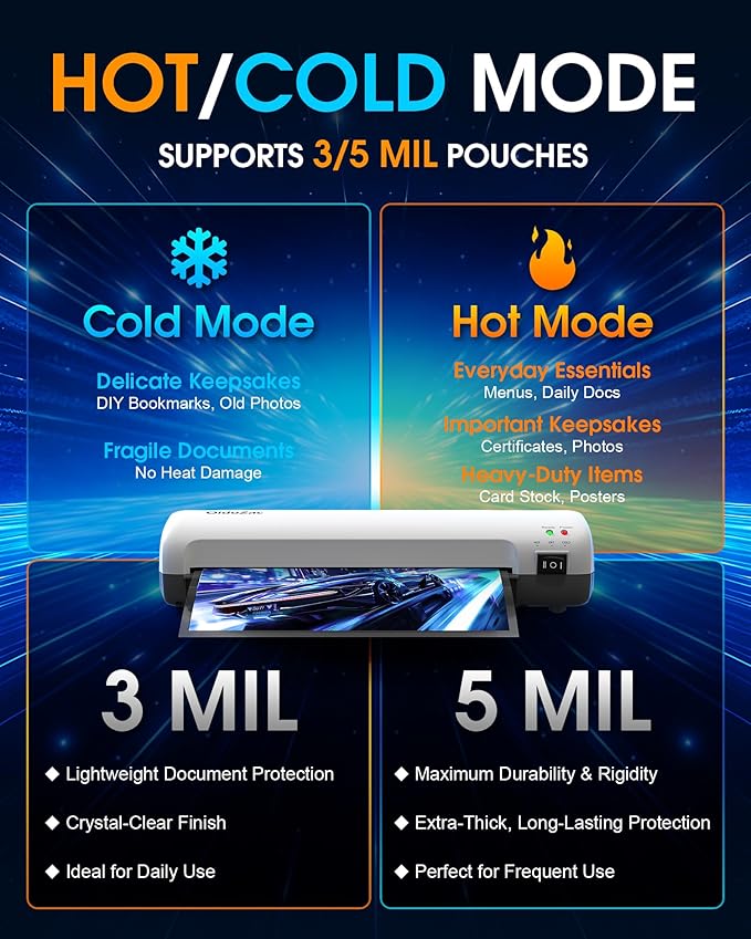 9 Inch Laminator Machine with Hot & Cold Modes, Portable Thermal Laminator A4 - Image 3