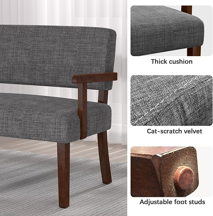 Accent Chair 2 Seat, Arm Chairs with Soft Seat and Armrests for Living Room, Love seat for Dining, Reading, and Waiting Rooms (Gray)-DeskLoop Office