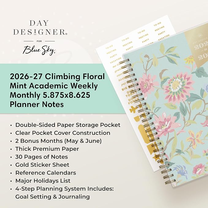 Blue Sky Day Designer 2026-2027 Weekly and Monthly Academic Year Planner - Image 9
