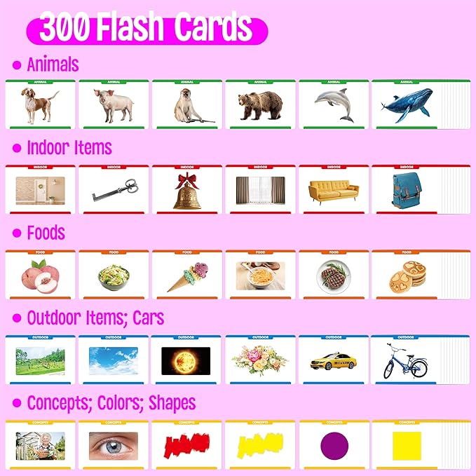300 Noun Picture-Word Cards, Picture Flashcards Language Builder Visual Aid - Image 2