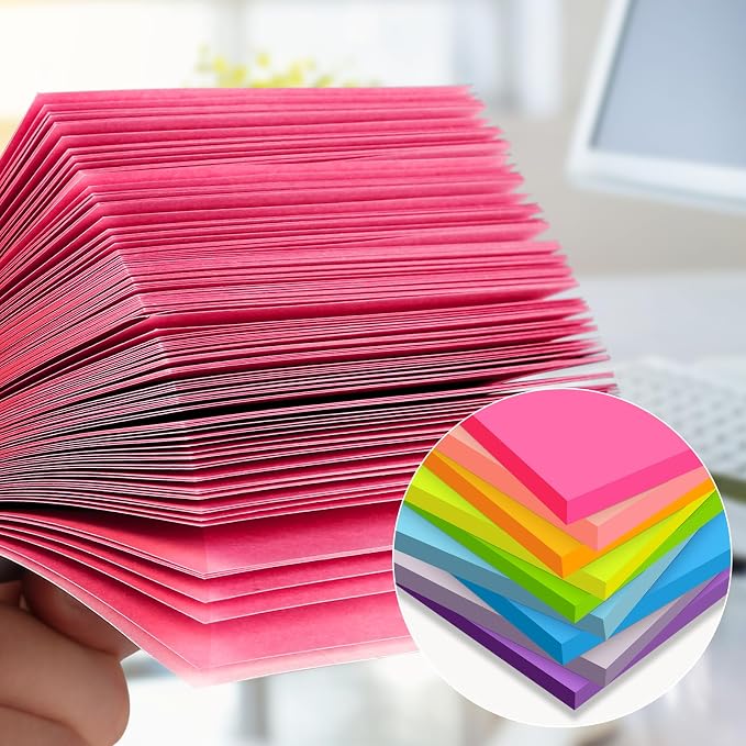 Sticky Notes 3x3 inch, Self-Stick Pads Bright Colors Sticky Note, Recyclable - Image 4