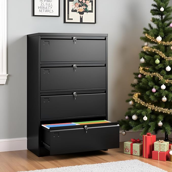 SUXXAN 4 Drawer File Cabinet, Lateral Filing Cabinet - Image 2