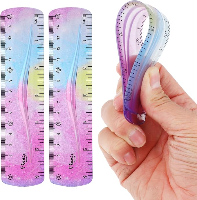 Grevosea 2-Piece Flexible Ruler, 15cm/6inch Plastic Shatterproof Straight Edge by Unknown