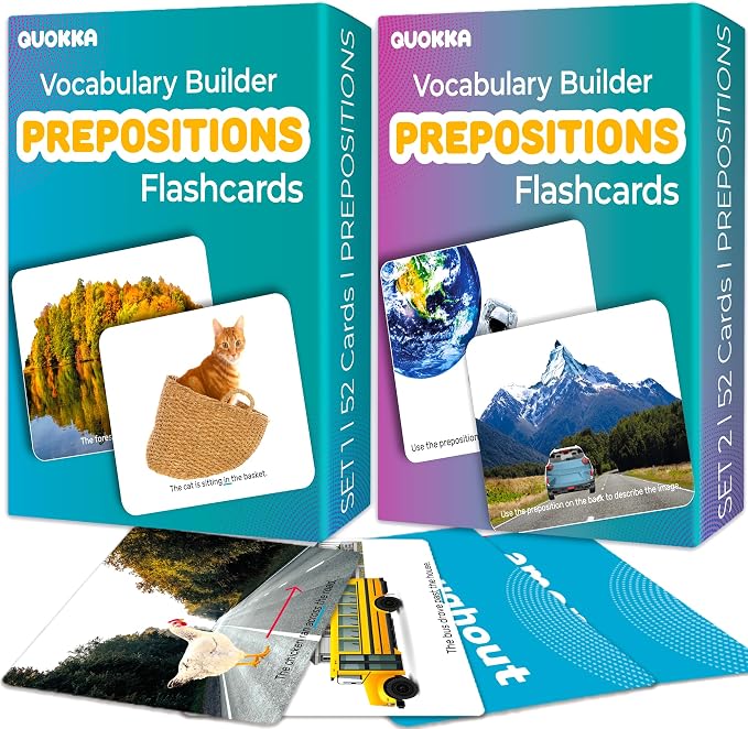 QUOKKA 104 Prepositions Flash Cards by QUOKKA