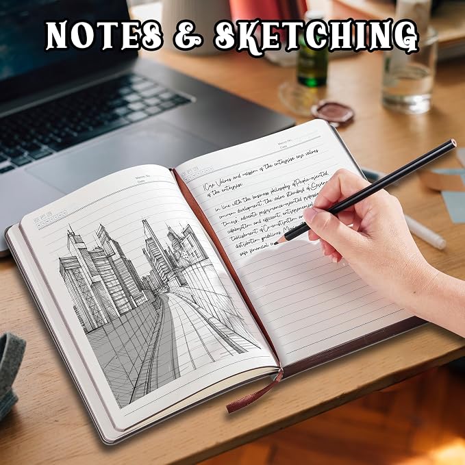 Fetinar 2026 Leather Vintage Journal Notebook, 300 Pages, Leather Softcover - Image 4