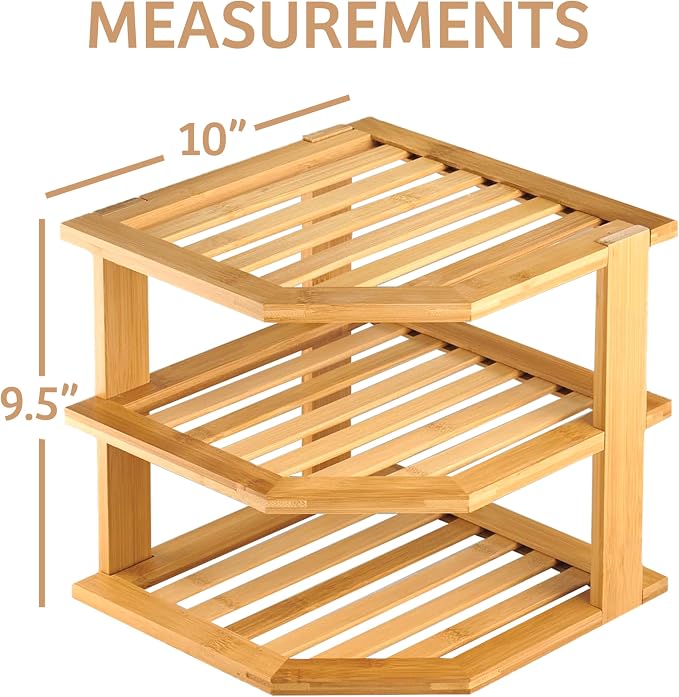 RoyalHouse Bamboo 3-Tier Corner Shelf Organizer - Image 3