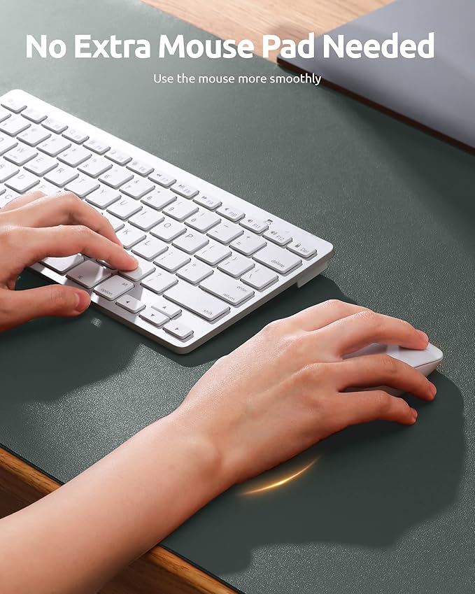 YSAGi Leather Desk Protector, Office Mat, Large Mouse Mat, Non-Slip PU Leather Blotter, Laptop Desk, Waterproof Writing Pad for Office and Home (Dark Green, 31.5" x 15.8")-DeskLoop Office