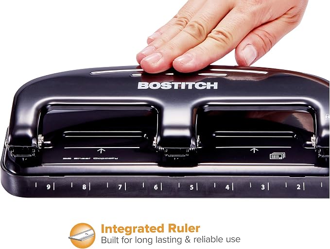 Bostitch Office EZ Squeeze 20 Sheet Standard 3 Hole Punch, Metal Construction - Image 3