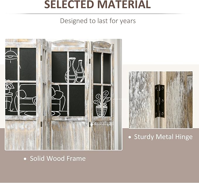 NicBex Room Divider 4 Panel Room Dividers with Black Boards Partition Room Dividers and Folding Privacy Screens 5.6 FT Wall Divider for Home, Office, Room Separation,70.75"W x 0.75"D x 69.75"H,Natural-DeskLoop Office