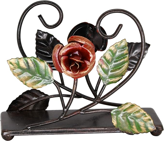OwlGift Multicolor Napkin Holder – Rose Design Metal Napkin Storage - Image 9