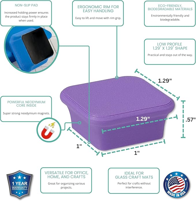 Glassboard Studio MiniBar Magnet - Strong Neodymium Rare Earth Magnets for Fridge, Whiteboard, Locker & Magnetic Glassboards - Crafting & Office Use - Strong Fridge Magnets (Periwinkle Purple, 2)-DeskLoop Office