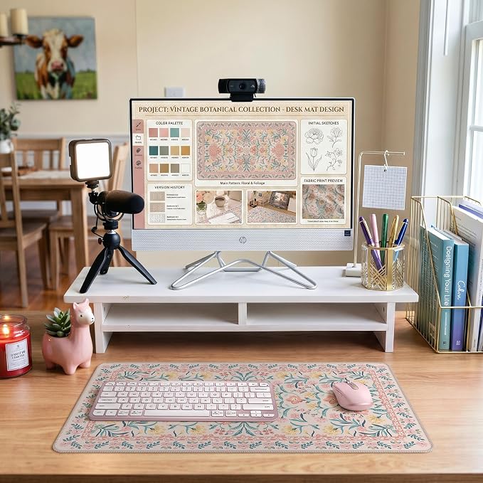 iCasso Pink Aesthetic Flower Mouse pad - Image 8