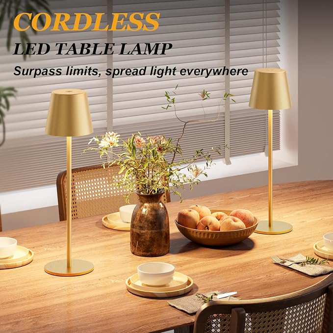 Kakanuo Cordless Table Lamp Rechargeable Gold - Image 3
