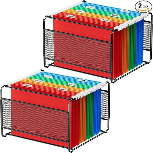 MaxGear Hanging File Organizer Box, Letter Size File Folder Organizer, 2 Pack | by MaxGear
