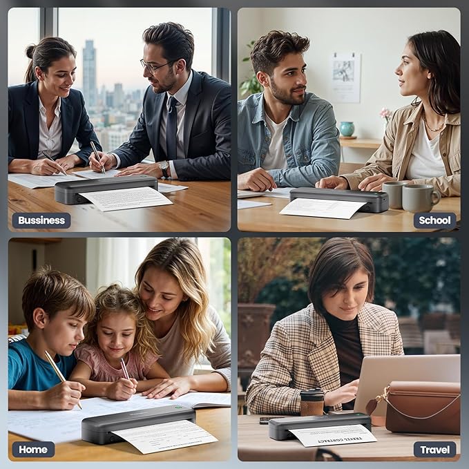 Phomemo M834 Portable Printer Wireless for Travel, Bluetooth Thermal Printer 8.5" x 11"&A4, Compatible with iOS,Android & PC,Inkless Mobile Printers for Travel,Office,School,Home,Gray-DeskLoop Office