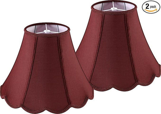 GOSO Scallop Burgundy Lamp Shades Set of 2 Medium Red, Bell Lamp Shade by GOSO