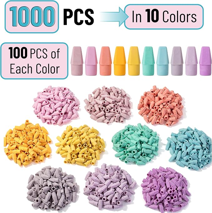 Mr. Pen- Pencil Erasers Toppers, 1000 Pack, Latex Free, No Smudge | Mr Pen - Image 2