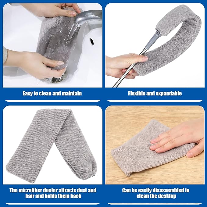 Feather Duster Set, 30-100 inch Microfiber Retractable Gap Duster - Image 6