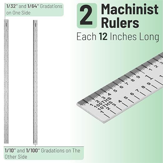 Mr. Pen- Machinist Ruler, 12 Inch, 2 Pack, Stainless Steel Imperial | Precision - Image 2