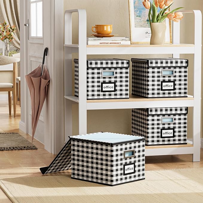 File Organizer Box with Lid, Collapsible File Folder Organizer - Image 2