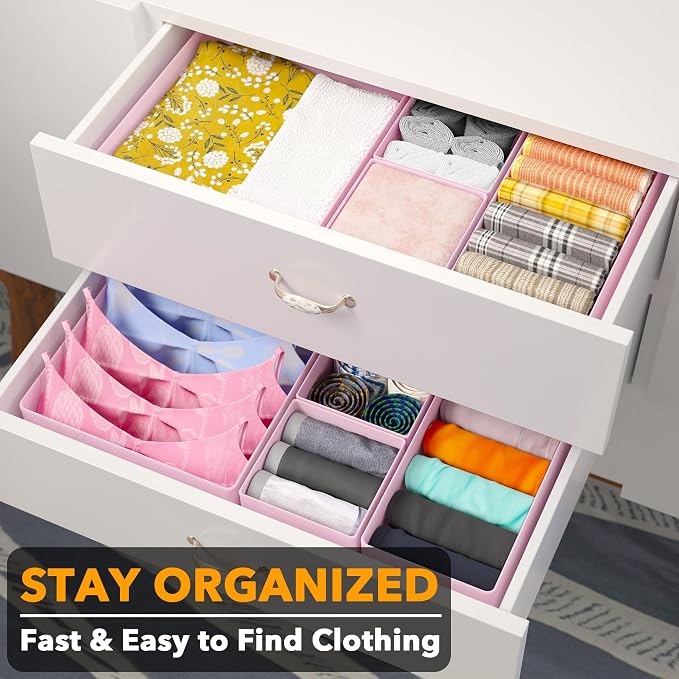 SpaceAid Drawer Organizer Clothes, 12 Pack Dresser Organizer Bins - Image 3