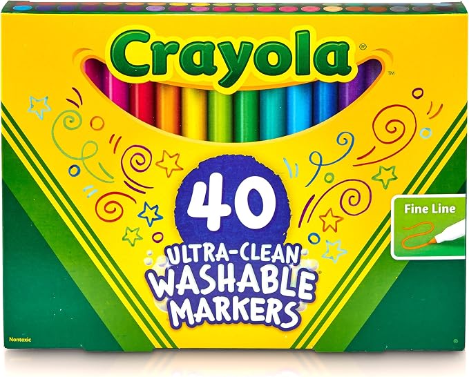 Crayola Ultra Clean Fine Line Washable Markers, School Supplies, Classroom by Crayola