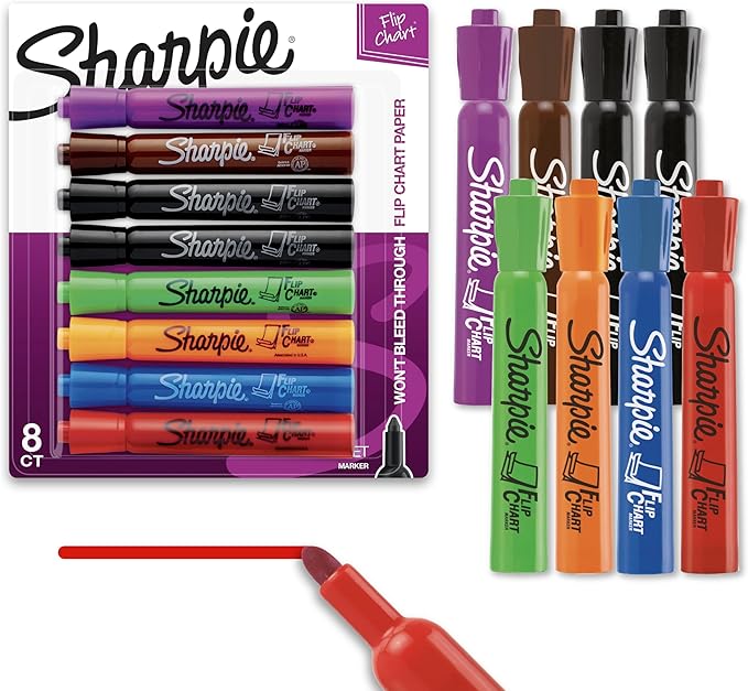 Sharpie Flip Chart Markers, Bullet Tip, Squeak-Free, Back to School, Teacher by Unknown