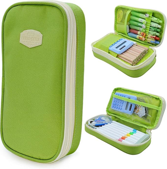 Large Capacity Pencil Case - Durable Zipper Aesthetic Pen Pouch, Big Storage Organizer for School, Office & Travel - Waterproof & Multi-Use (Fruit Green)-DeskLoop Office