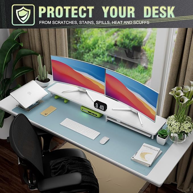 K KNODEL Large Office Leather Desk Mat, Mouse and Keyboard Pad, Computer and - Image 5
