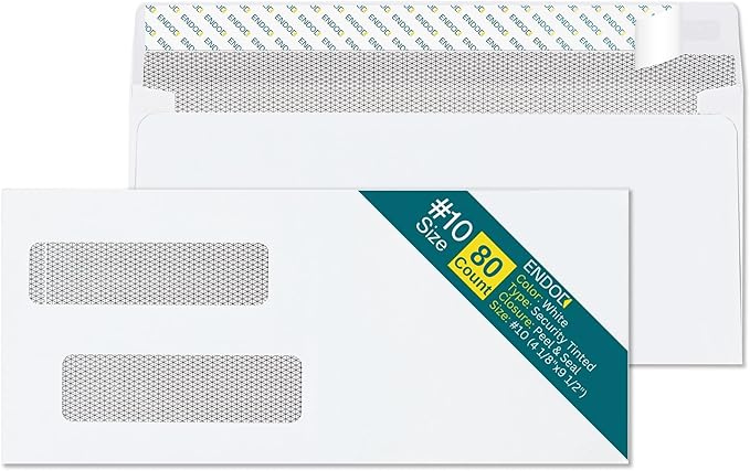 #10 Double Window Security Envelopes Self Seal by EnDoc