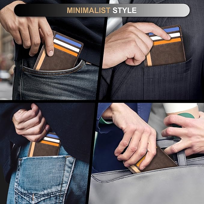 Travelambo Slim Wallet Front Pocket Minimalist Leather RFID Blocking Medium Size - Image 7