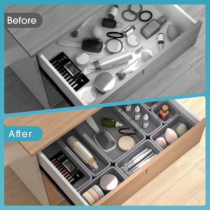 16 PCS Drawer Organizer Set, 4 Size Makeup Drawer Divider Organizer - Image 6