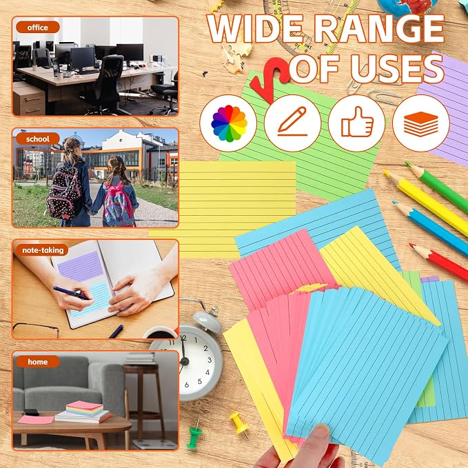 Tecmisse 3x5 Index Cards Colored, Lined Flashcards, Colorful Flash Cards - Image 5