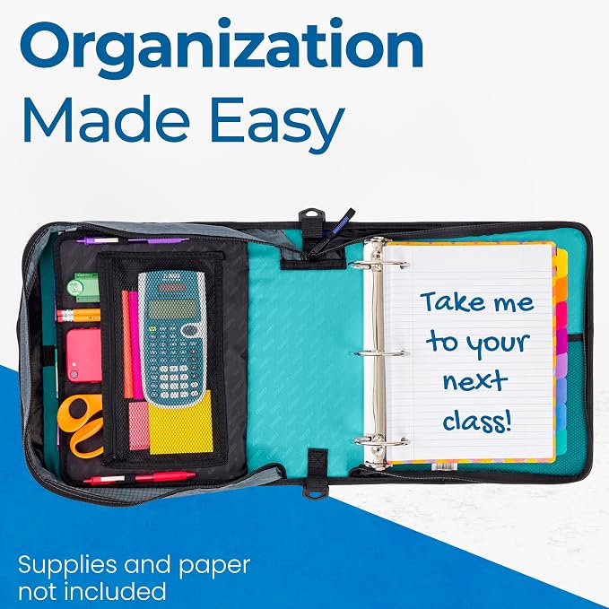 Case-it Mighty Zip Tab School Zipper Binder | 3-Inch O-Rings, 600-Sheet Capacity - Image 7