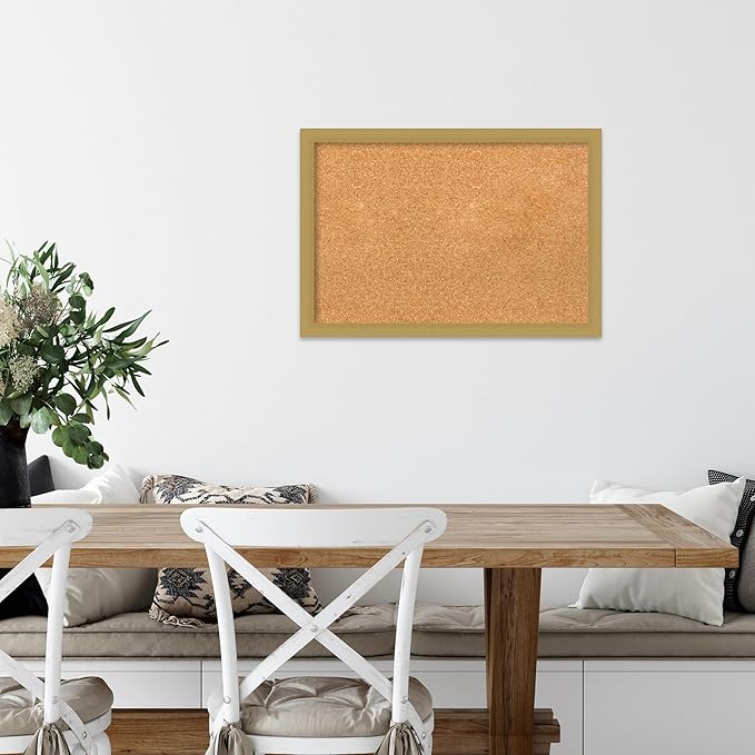 Amanti Art Natural Cork Board for Wall, 18x26 Vision Board with Gold Frame, Medium Corkboard Office Decor for Home Organization, Casual Corkboard Pinboard to display items for home organization-DeskLoop Office