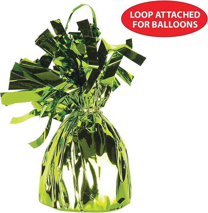 Beistle 50804-LG 12-Piece Light Green Metallic Wrapped Balloon Weights - Image 6