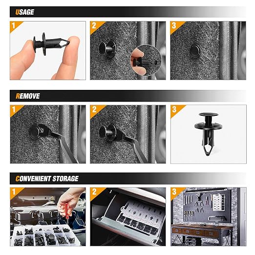 GOOACC 240PCS Bumper Retainer Clips Car Plastic Rivets Fasteners Push Retainer - Image 4