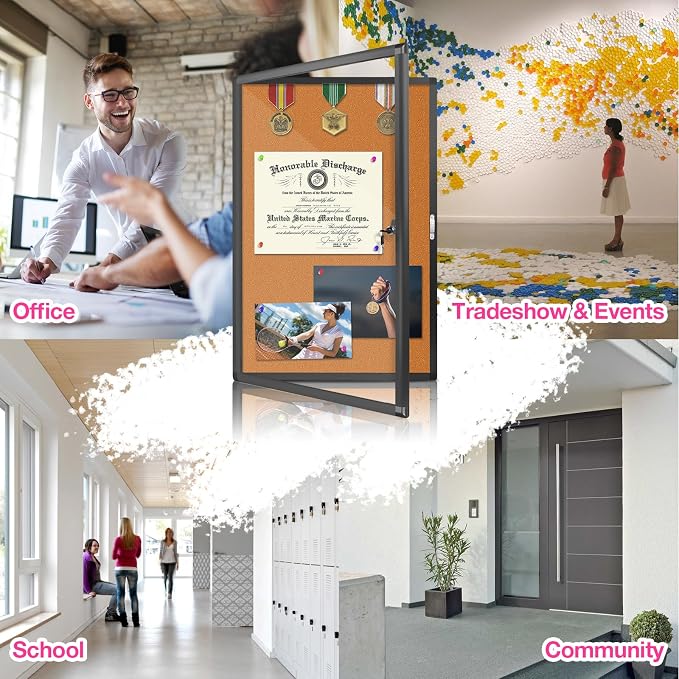 Enclosed Bulletin Board, Cork Noticeboard Board - Image 5