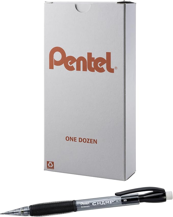 Pentel CHAMP Mechanical Pencil, Tinted Black Barrel, Box of 12 by PentelofAmerica