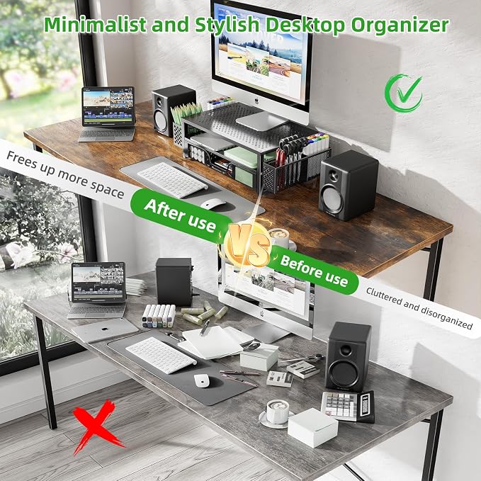 Simple Trending Desk Organizer and Accessories, 2 Tier Computer Metal Monitor - Image 4
