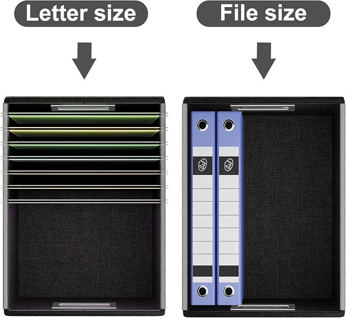 File Organizer Box with Lid, Collapsible Faux Leather Hanging File Folder Box - Image 4
