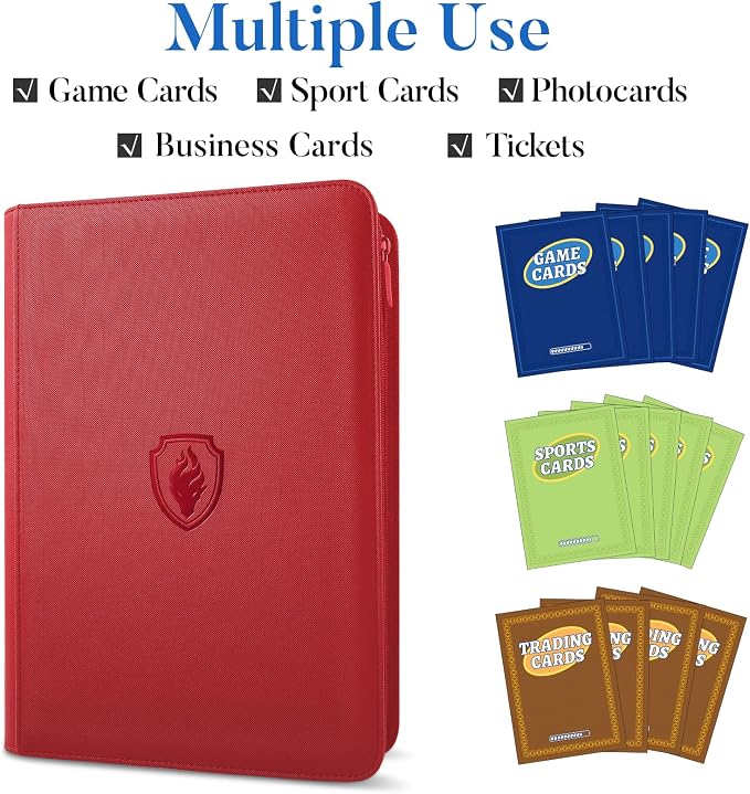 Premium Zip Card Binder, Fabmaker 9 Pocket Trading Card Binder, PU Cover Zipper - Image 3