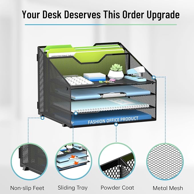 SUPEASY Desk File Organizer, Mesh Paper Tray Organizer - Image 5