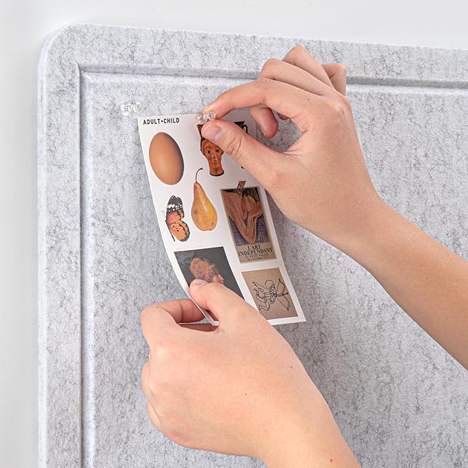 Bulletin Board, 35 x 17 1/2 inches Felt Board - Decorative Pin Board, Cork Board Alternative for Wall, Foldable Picture Board Self-Adhesive Vision Board Prayer Board with 20 Pushpins - Marble White-DeskLoop Office