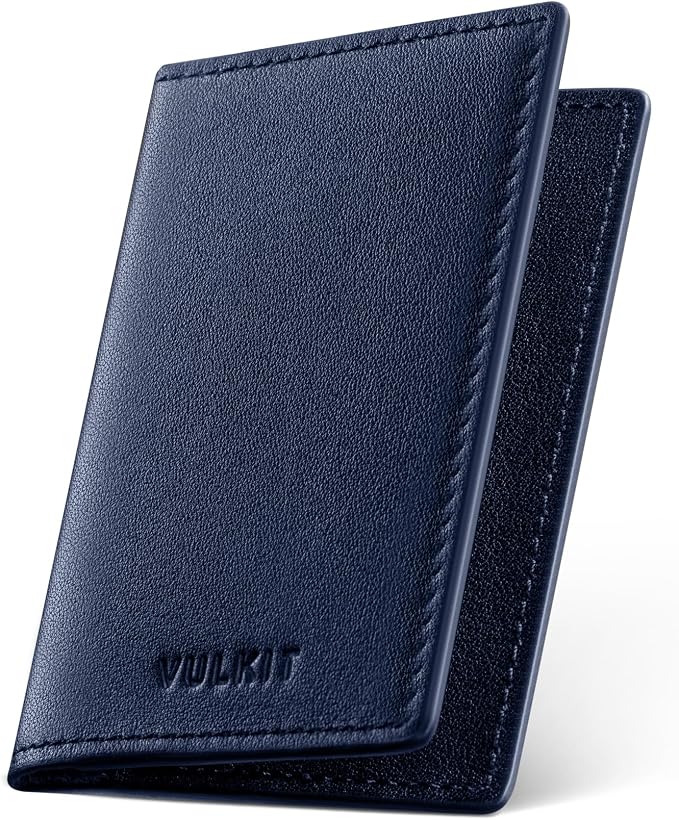 VULKIT Leather Business Card Holder 2 Sided Slim Business Name Card Organizer by VULKIT