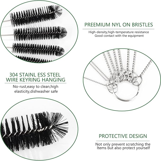 CiaraQ Bottle Cleaning Brushes, 9.8 Inch Nylon Tube Brush Set | Black Cleaner - Image 3