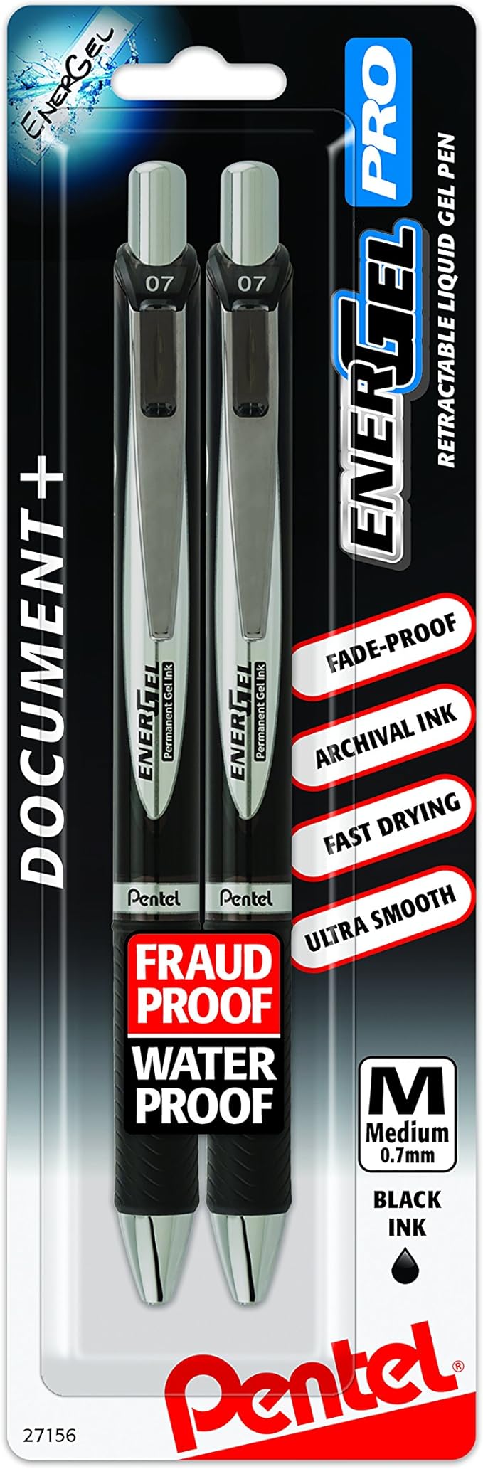 Pentel EnerGel PRO Permanent Gel Pen, Medium Line, Archival and Water-Proof by PentelofAmerica