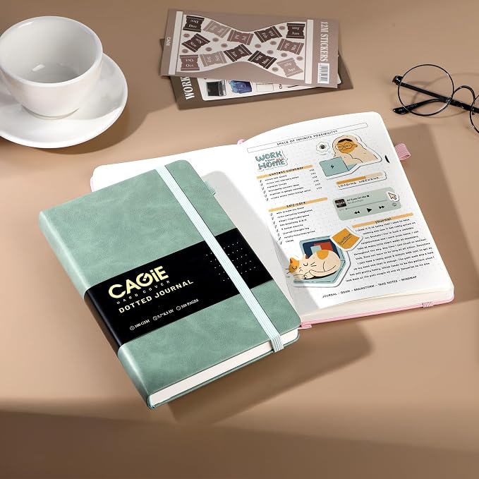 CAGIE Bullet Dotted Journal Notebook 320 Pages 100 GSM Paper Hardcover A5 Dot - Image 2