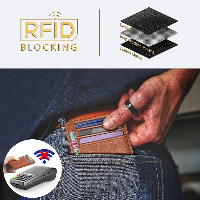 Travelambo Front Pocket Minimalist Leather Slim Wallet RFID Blocking Medium Size - Image 4
